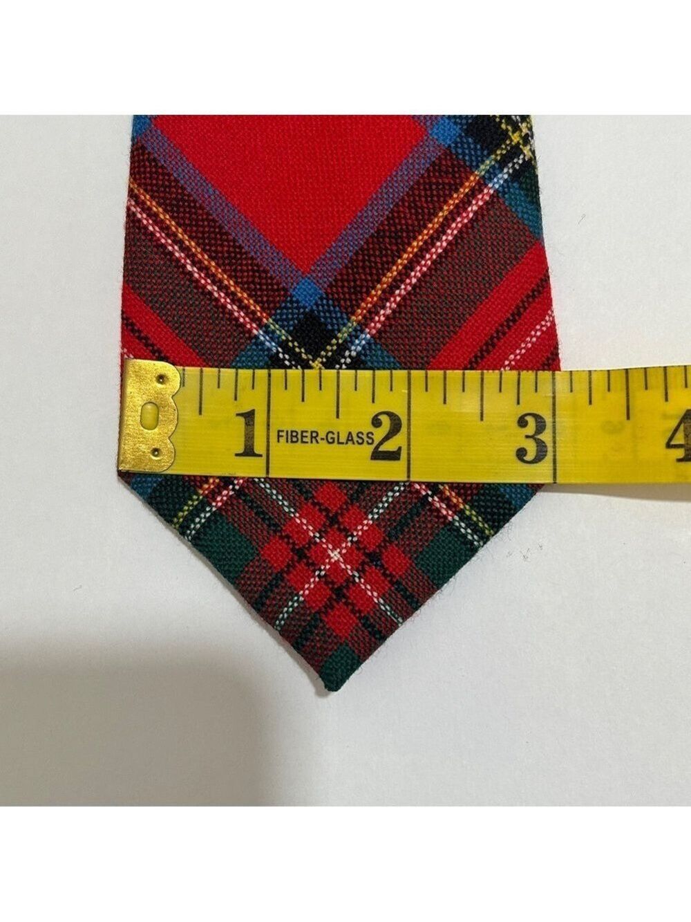 Stewart Royal tartan 100% wool Classic Red Plaid Tie. Made in Scotland. - Picture 4 of 6